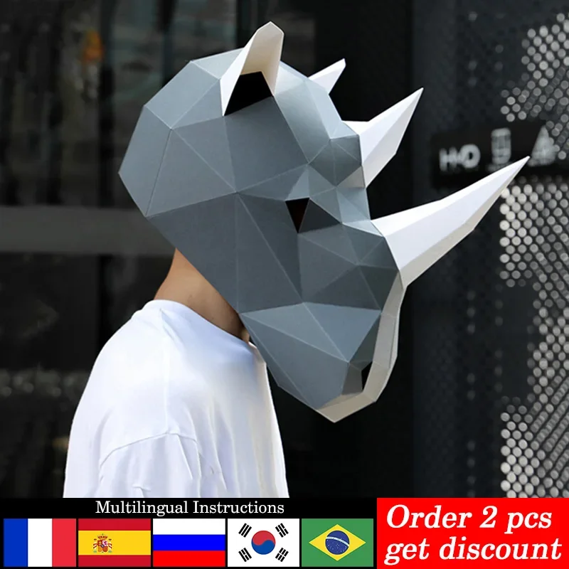 Rinoceronte adulto cabeça másc - Art Craft Cardboard avaliação e preço
